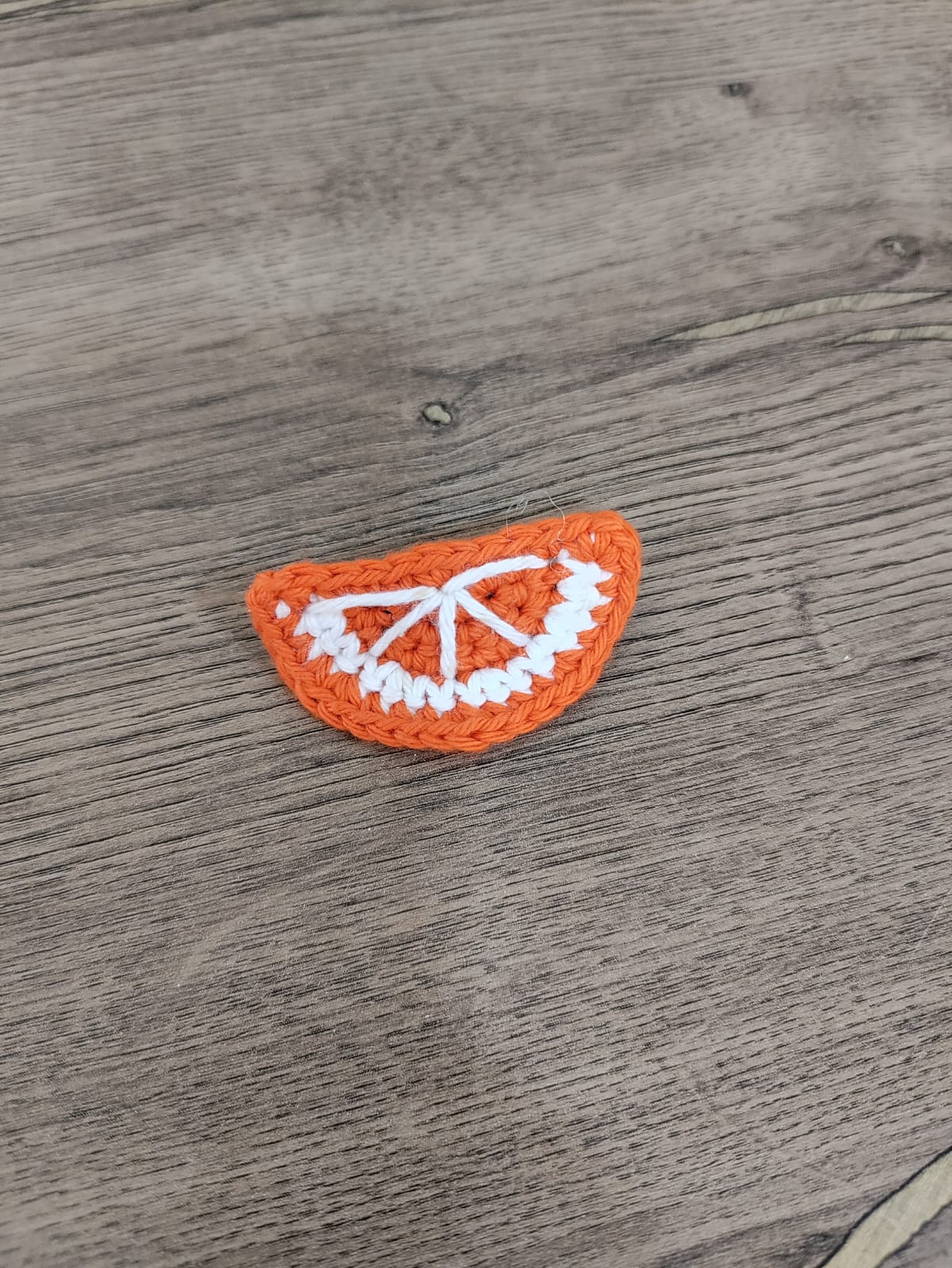 Orange crochet hair clip