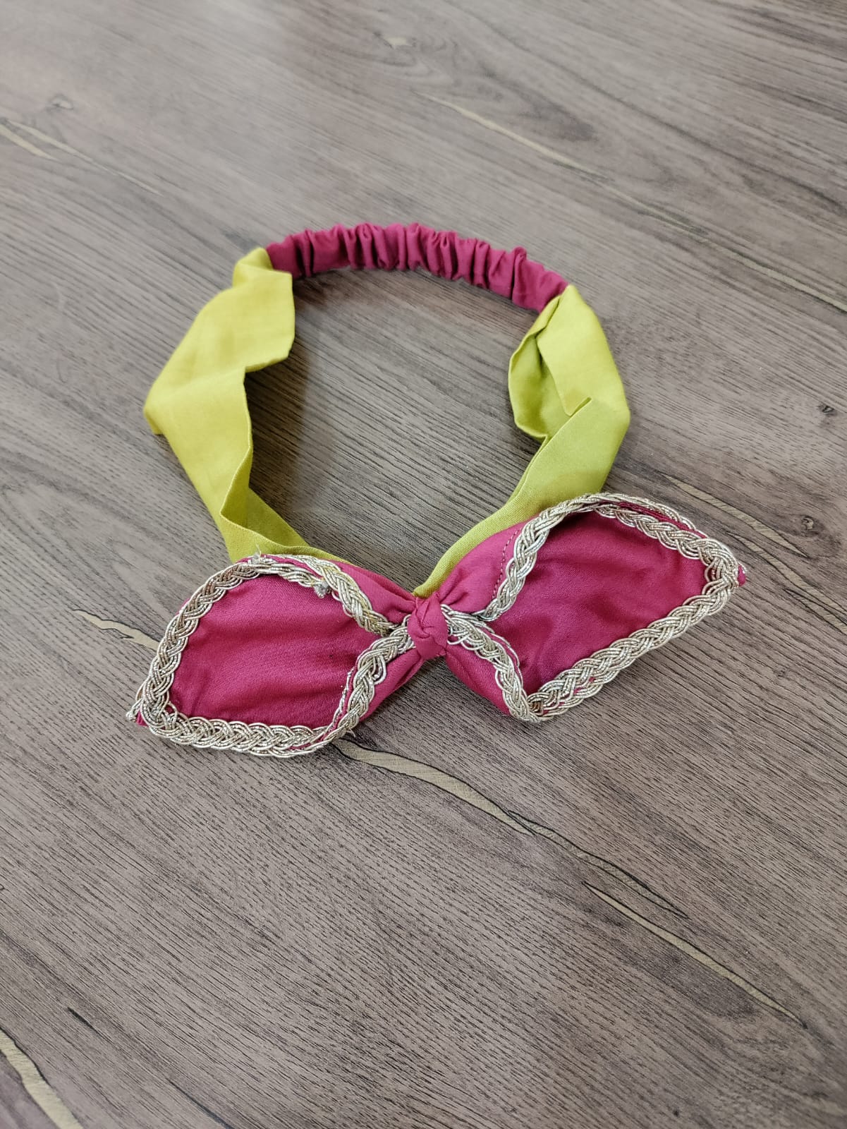 Colour block pink and green hairband