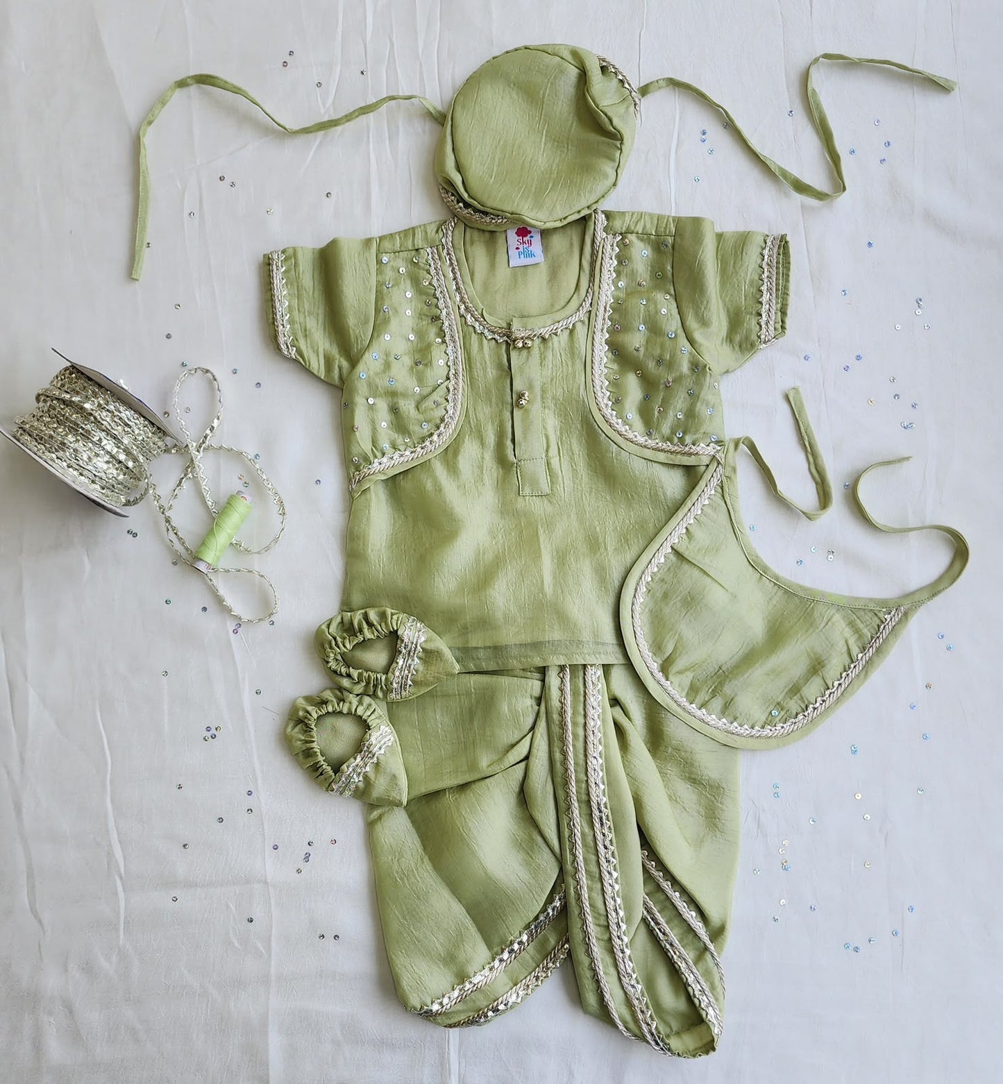 Green Tabby 6 piece jamna set boy