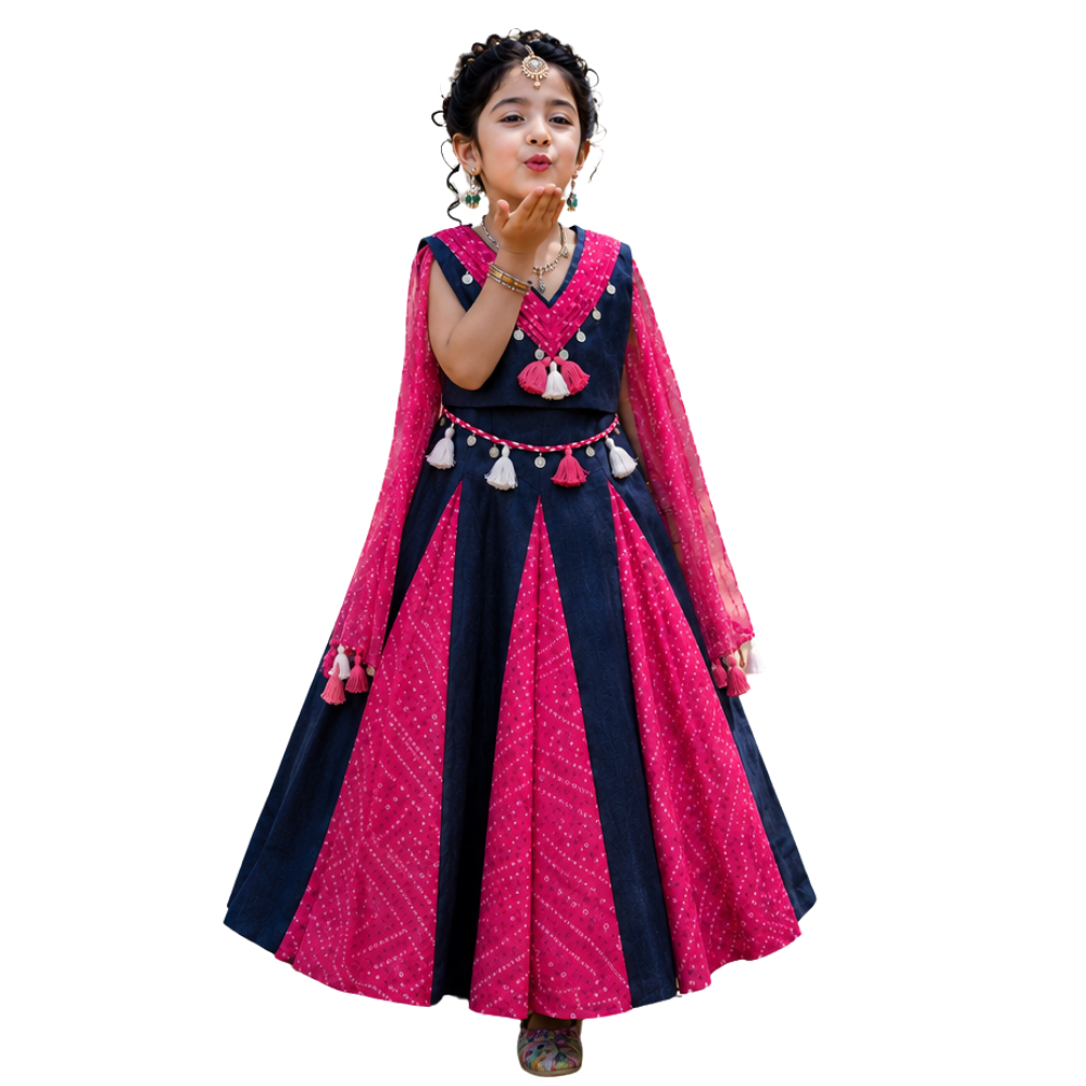 ⁠Boho in denim’s lehenga