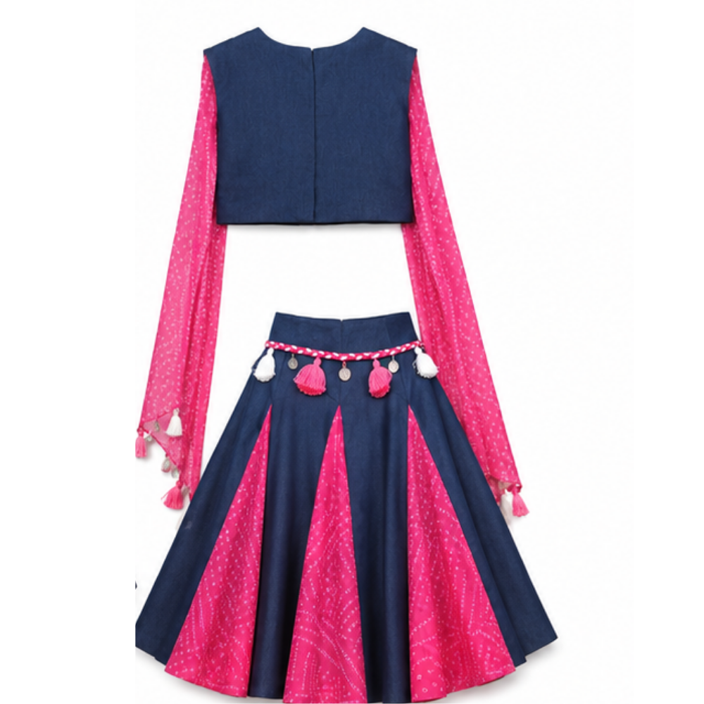 ⁠Boho in denim’s lehenga