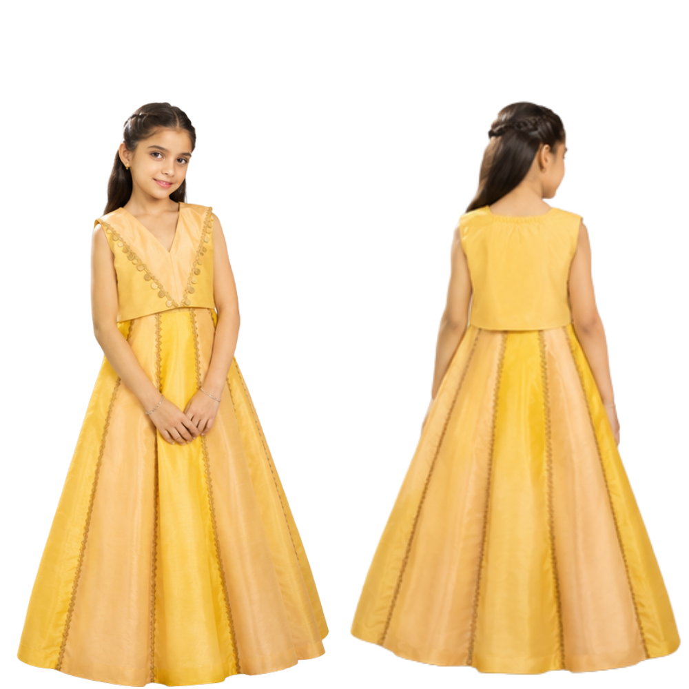 ⁠Butter Yellow Coin Lehenga