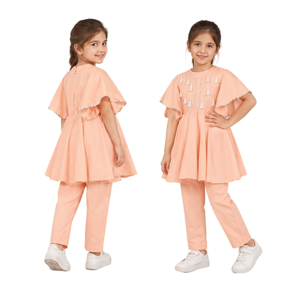 ⁠Tassel flea peplum and pant set