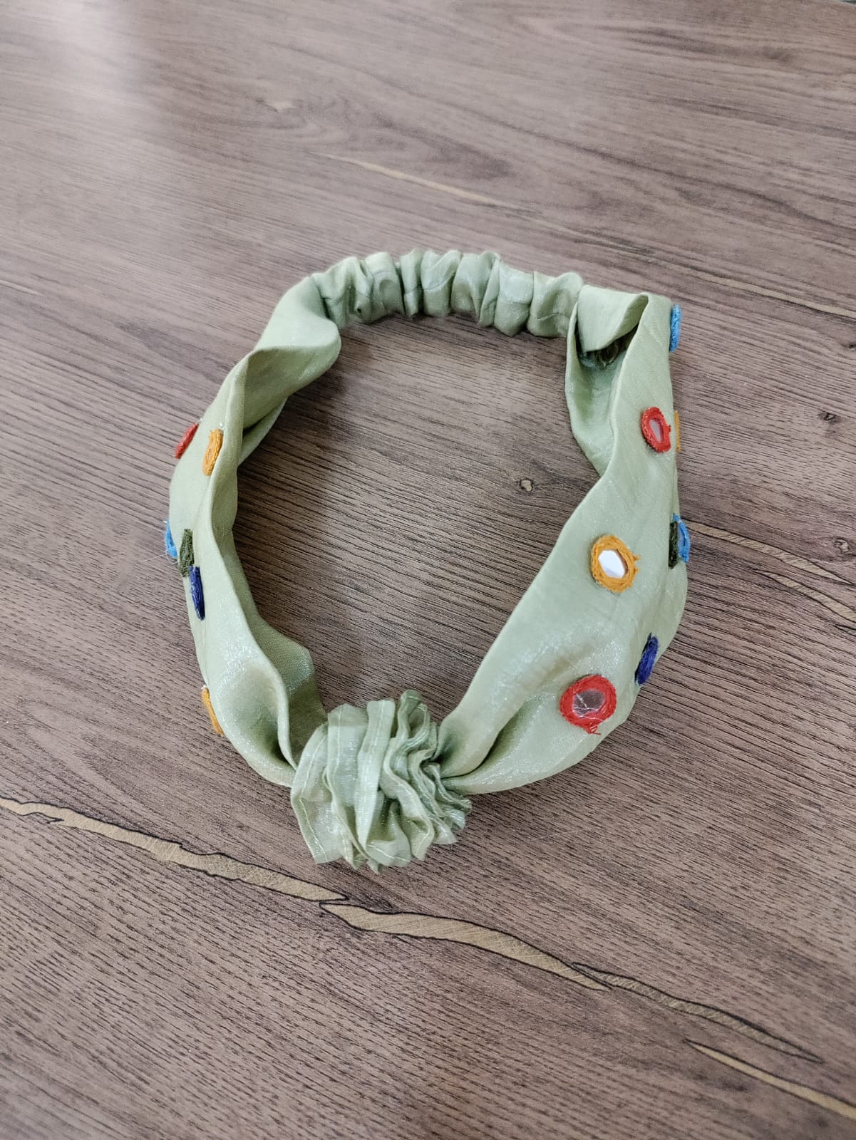 Green mirror work hairband