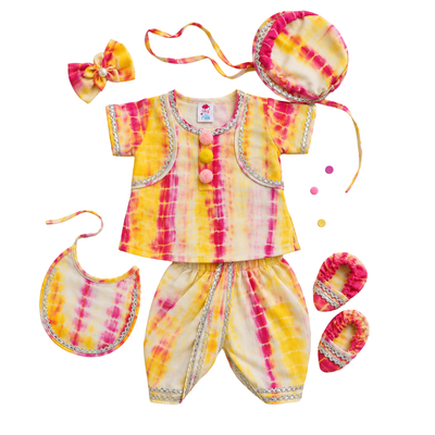 Shibori printed 6 piece jamna set boy