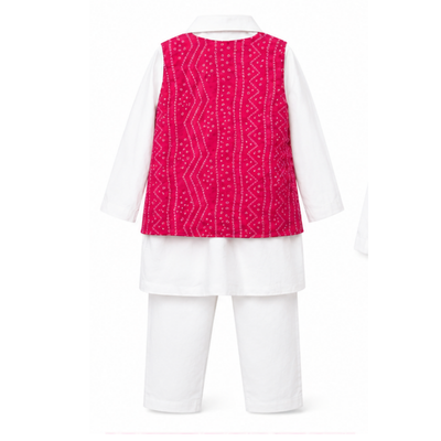 ⁠Bandhani bliss Bandi kurta set