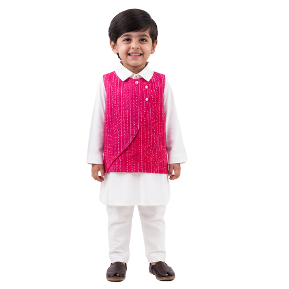 ⁠Bandhani bliss Bandi kurta set