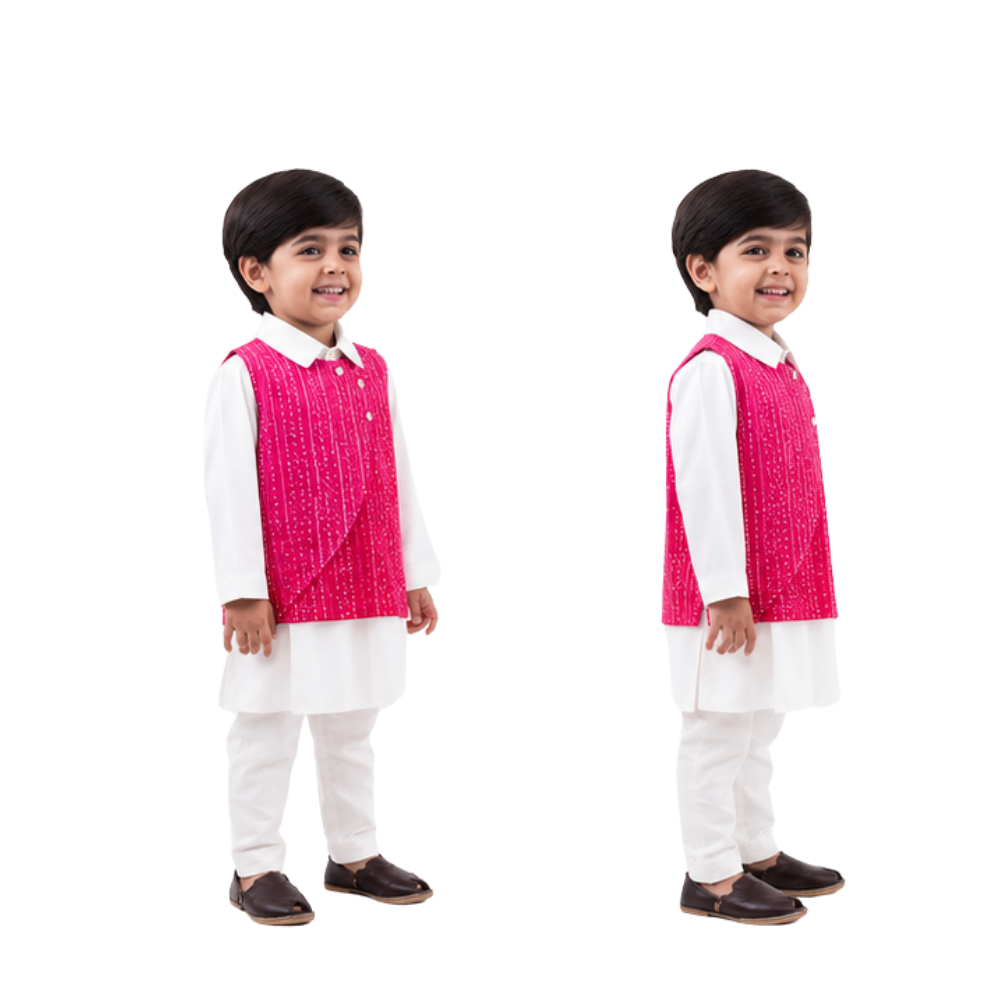 ⁠Bandhani bliss Bandi kurta set