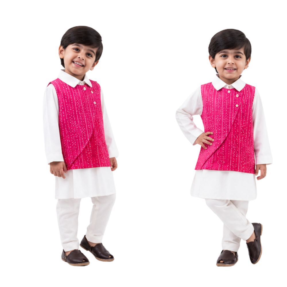 ⁠Bandhani bliss Bandi kurta set
