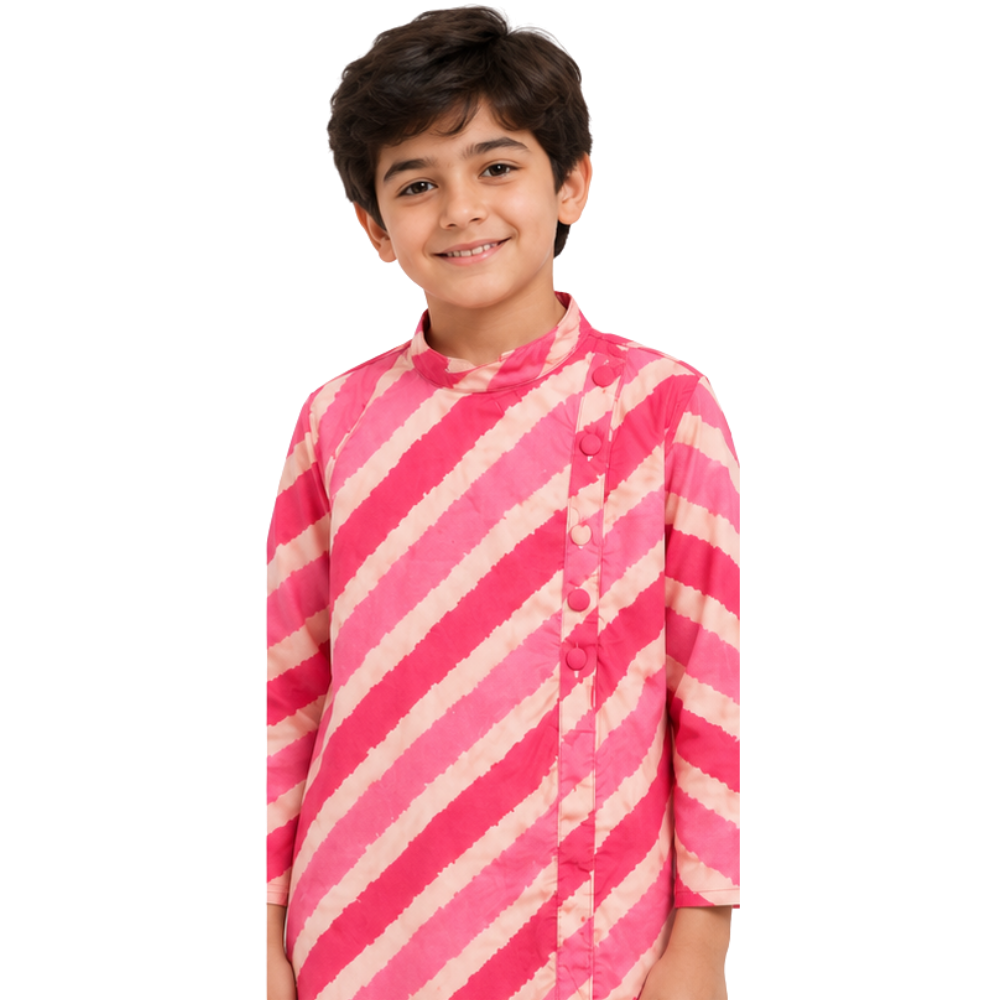⁠Pink Leheriya kurta set