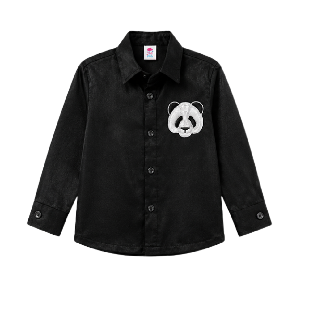 ⁠Panda in black shirt