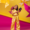 ⁠Yellow Leheriya top and pant set