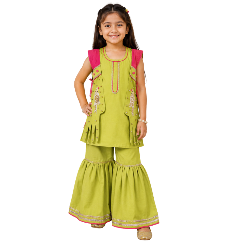 Perky Parrot Kurta Sharara