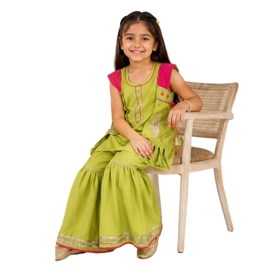 Perky Parrot Kurta Sharara