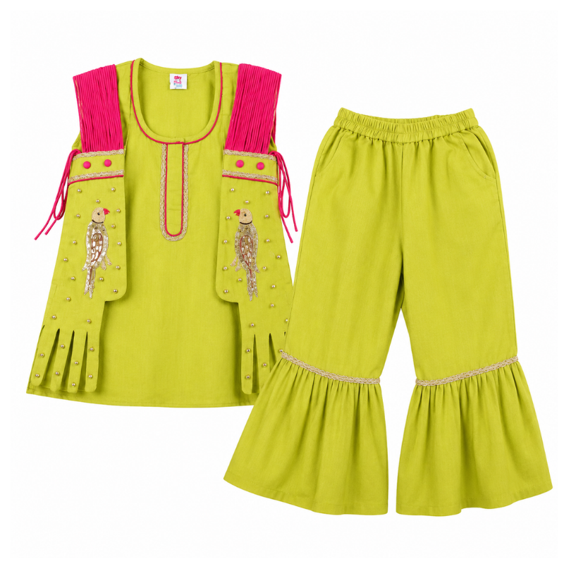 Perky Parrot Kurta Sharara